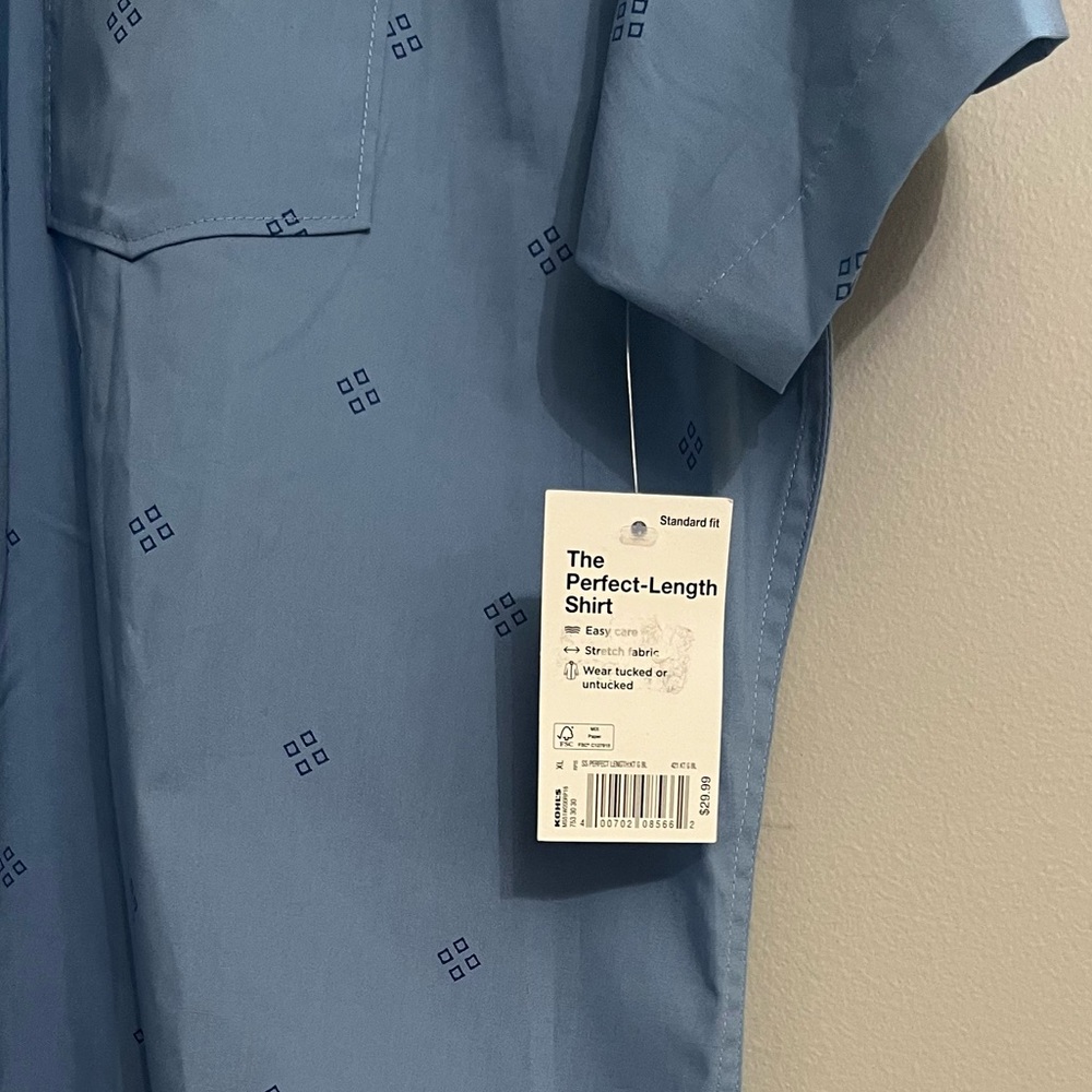 Sonoma Light Blue Patterned Button Down Shirt NWT - image 4